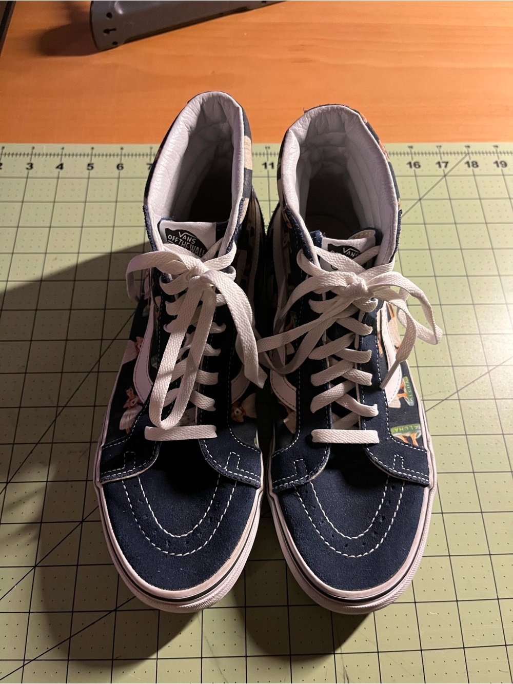 Vans Sk8-Hi Navy High Top Sneakers with Hula Girl Pattern